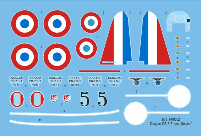 Douglas DB-7 "In French Service" (3 Décos France 1940) - AZUR / FRROM 1/72