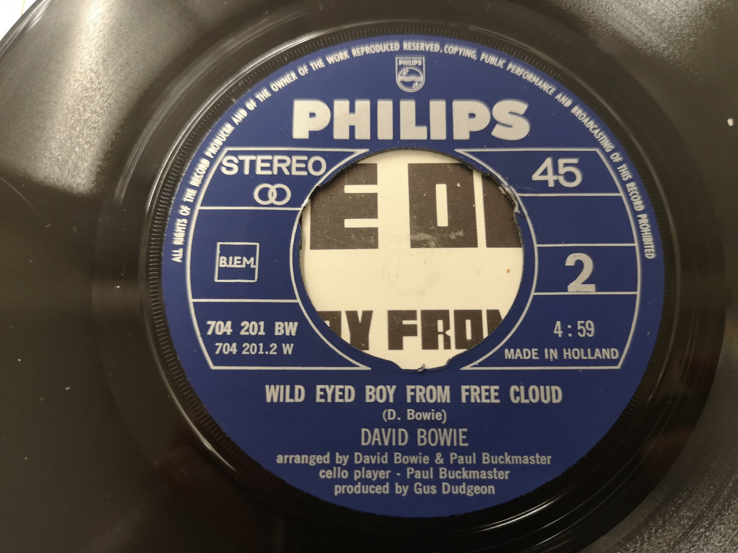 David Bowie "Space Oddity" Orig Holl 1969 VG++/VG+ (7" Single)