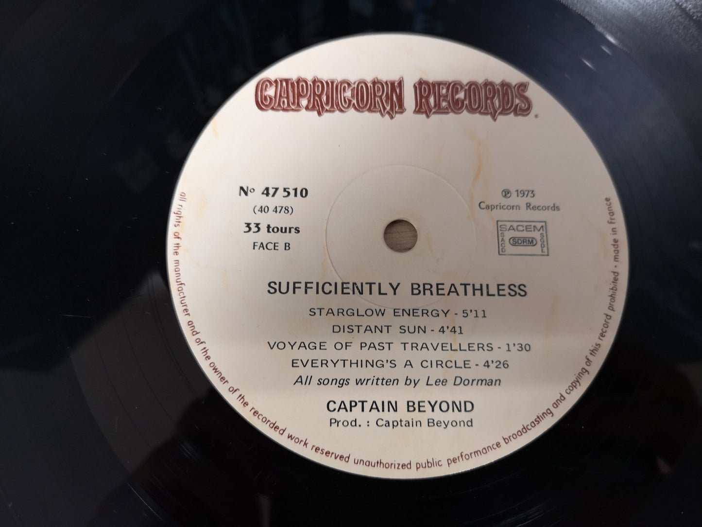 Captain Beyond "Sufficiently Breathless" Orig France 1973 M-/M-