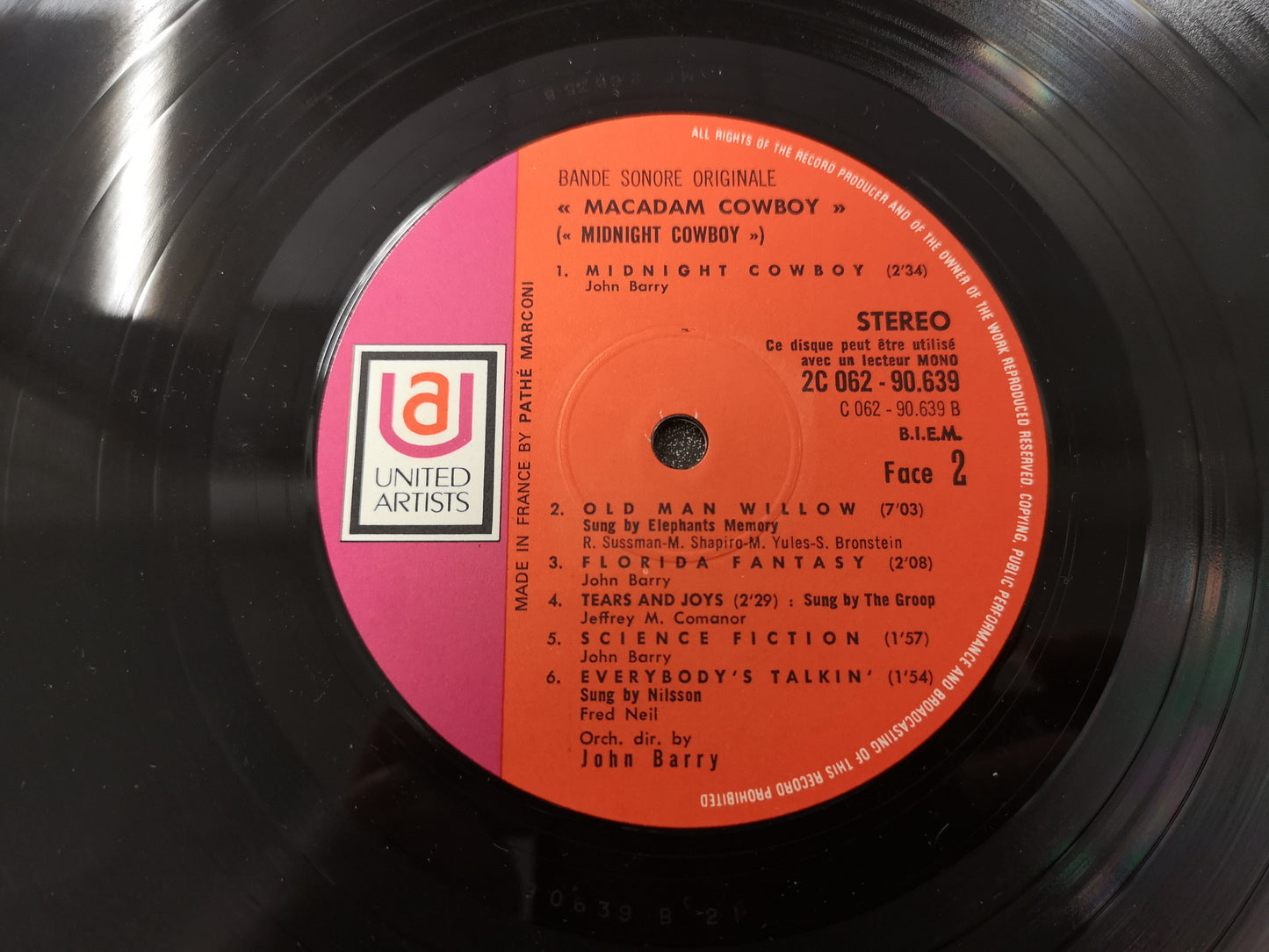Soundtrack "Macadam Cowboy" Orig France 1969 EX/EX Nilsson