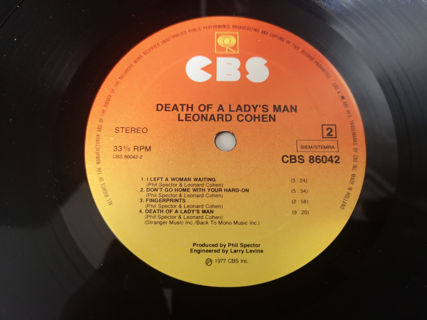 Leonard Cohen "Death of a Ladies' Man" Orig Holland 1977 M-/M-
