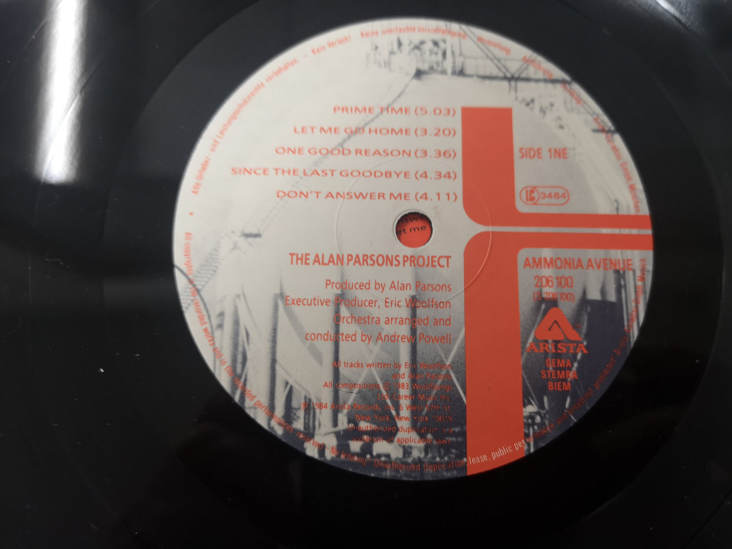 Alan Parsons Project "Ammonia Avenue" Orig Germany 1984 VG+/EX