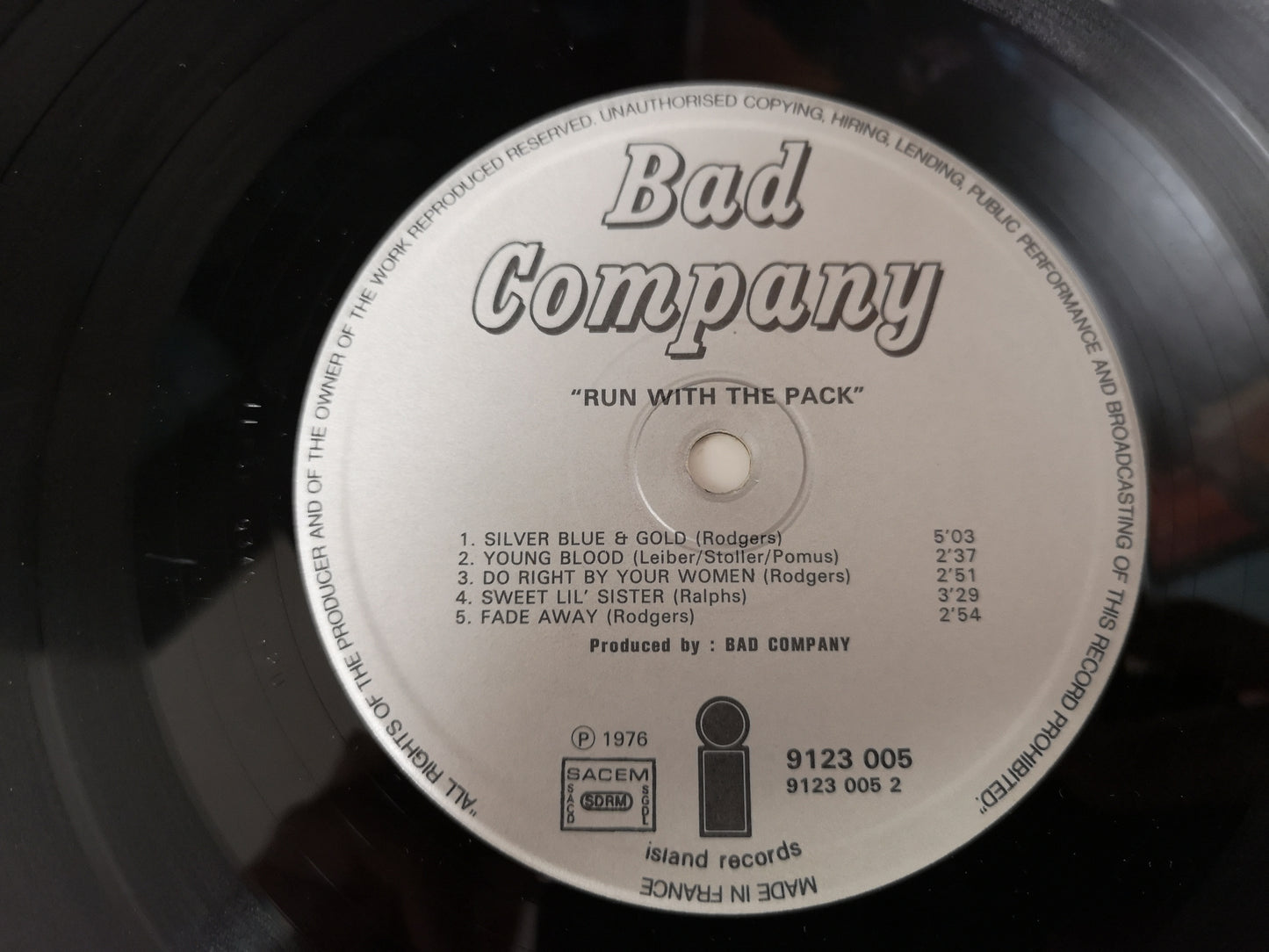 Bad Company "Run with the Pack" Orig France 1976 VG++/VG++ Paul Rodgers