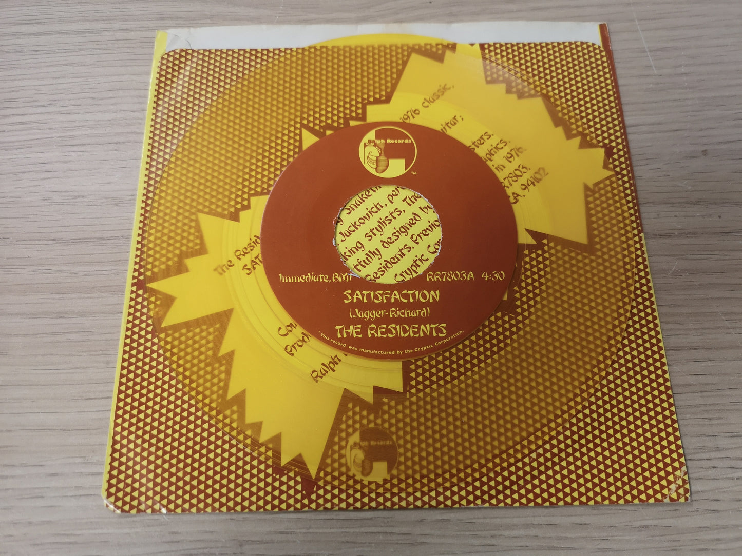 Residents "Satisfaction" 2nd Press US 1978 EX/EX Yellow Vinyl