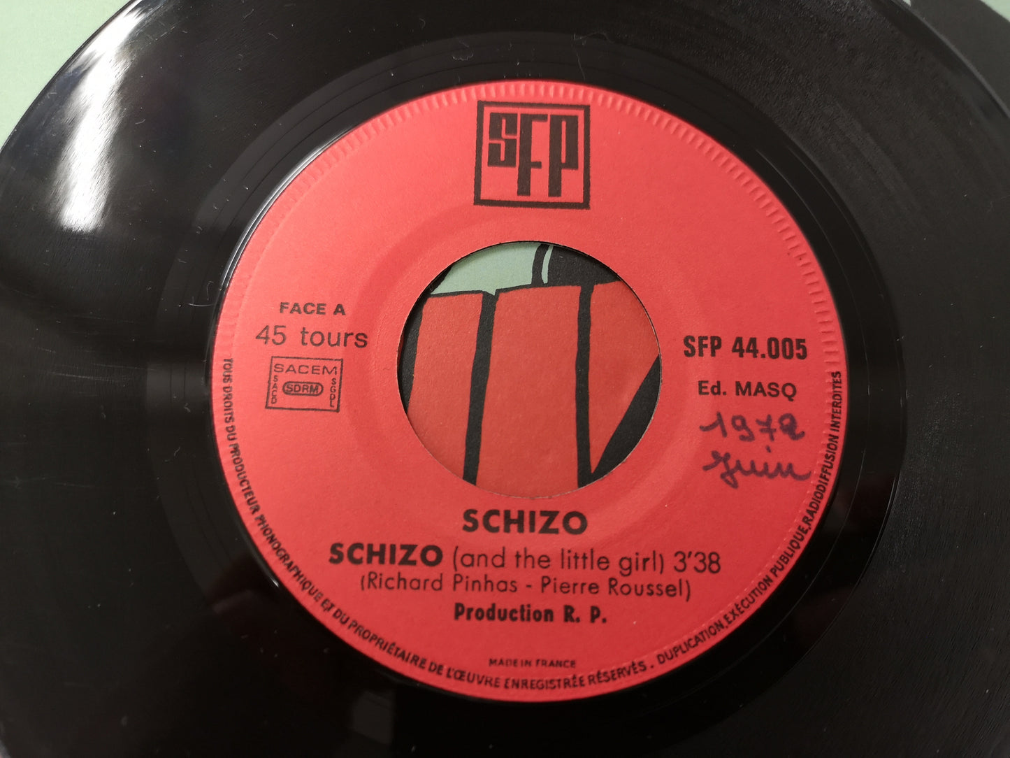 Schizo "Schizo (And the Little Girl)" Orig France 1972 EX/M- (7" Single) R. Pinhas