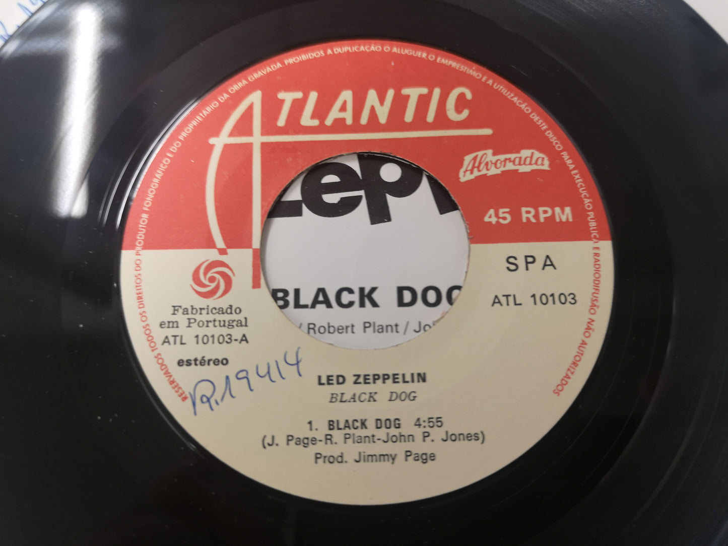 Led Zeppelin "Black Dog" Orig Portugal 1971 EX/EX (7" Single)