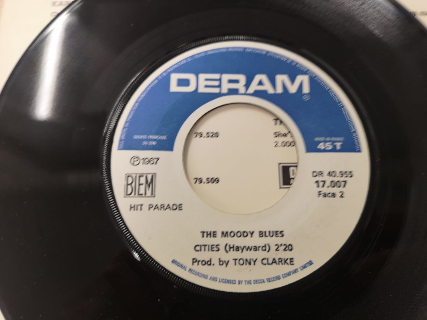 Moody Blues "Nights in White Satin" Orig France 1967 EX/EX (7" Single)