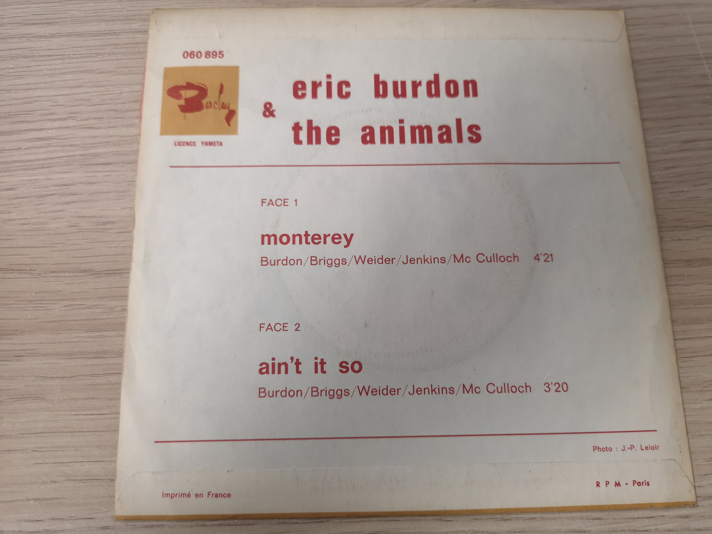 Eric Burdon & The Animals "Monterey" Orig France 1967 M-/M- (7" Single)