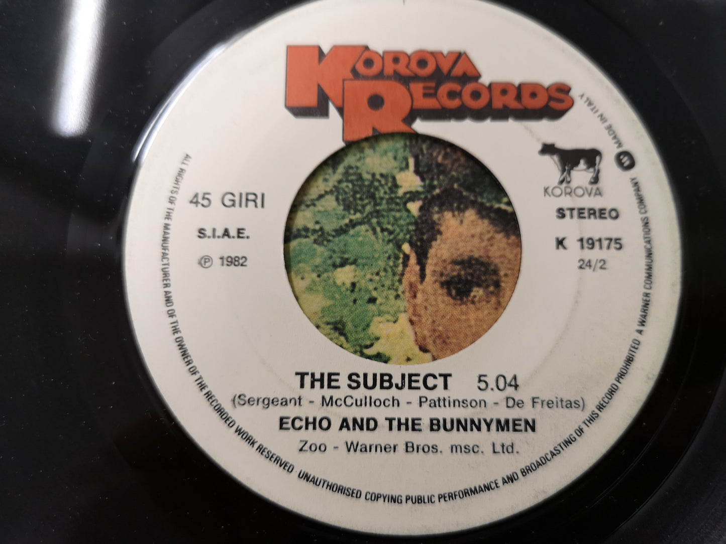 Echo and The Bunnymen "The Back of Love" Orig Italy 1982 VG++/M- (7" Single)