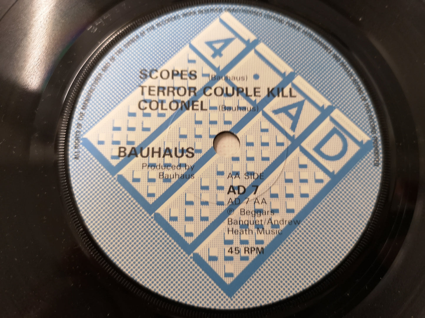 Bauhaus "Terror Couple Kill Colonel" Orig UK 1980 EX/M- (7" Single)