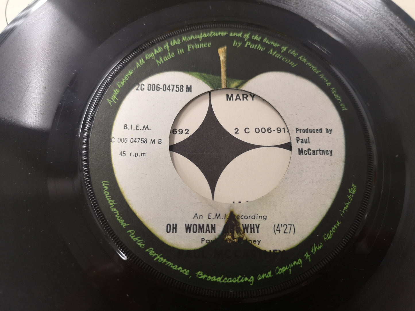 Paul McCartney "Another Day" Orig France 1971 EX/EX (7" Single)