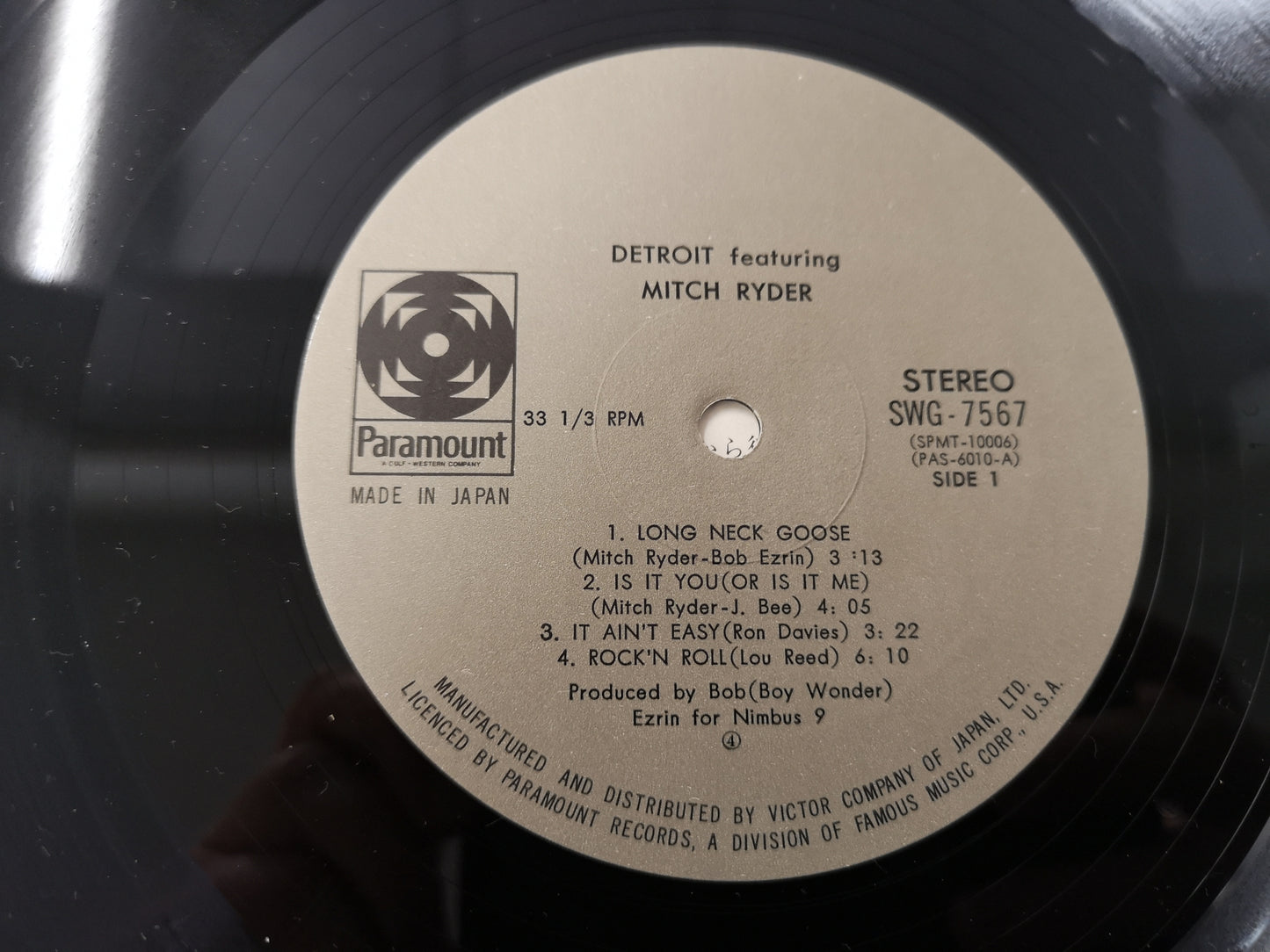 Detroit "With Mitch Ryder" Orig Japan 1972 EX/EX (w/ Insert)