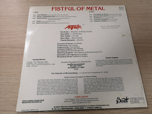 Anthrax "Fistful Of Metal" Orig France 1984 VG+/VG++