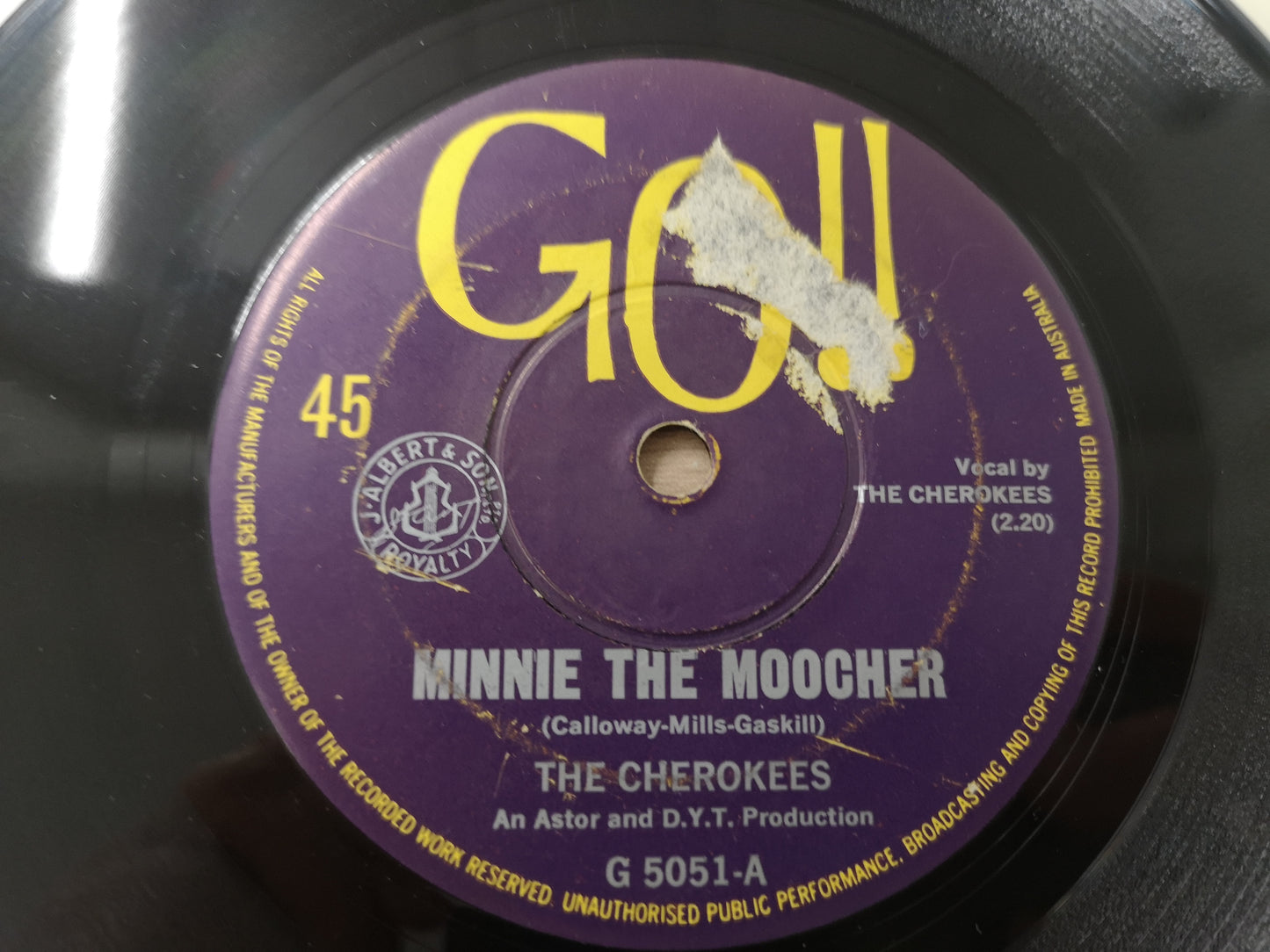 Cherokees "Minnie The Moocher" Orig Australia 1967 VG++ (7" Single)