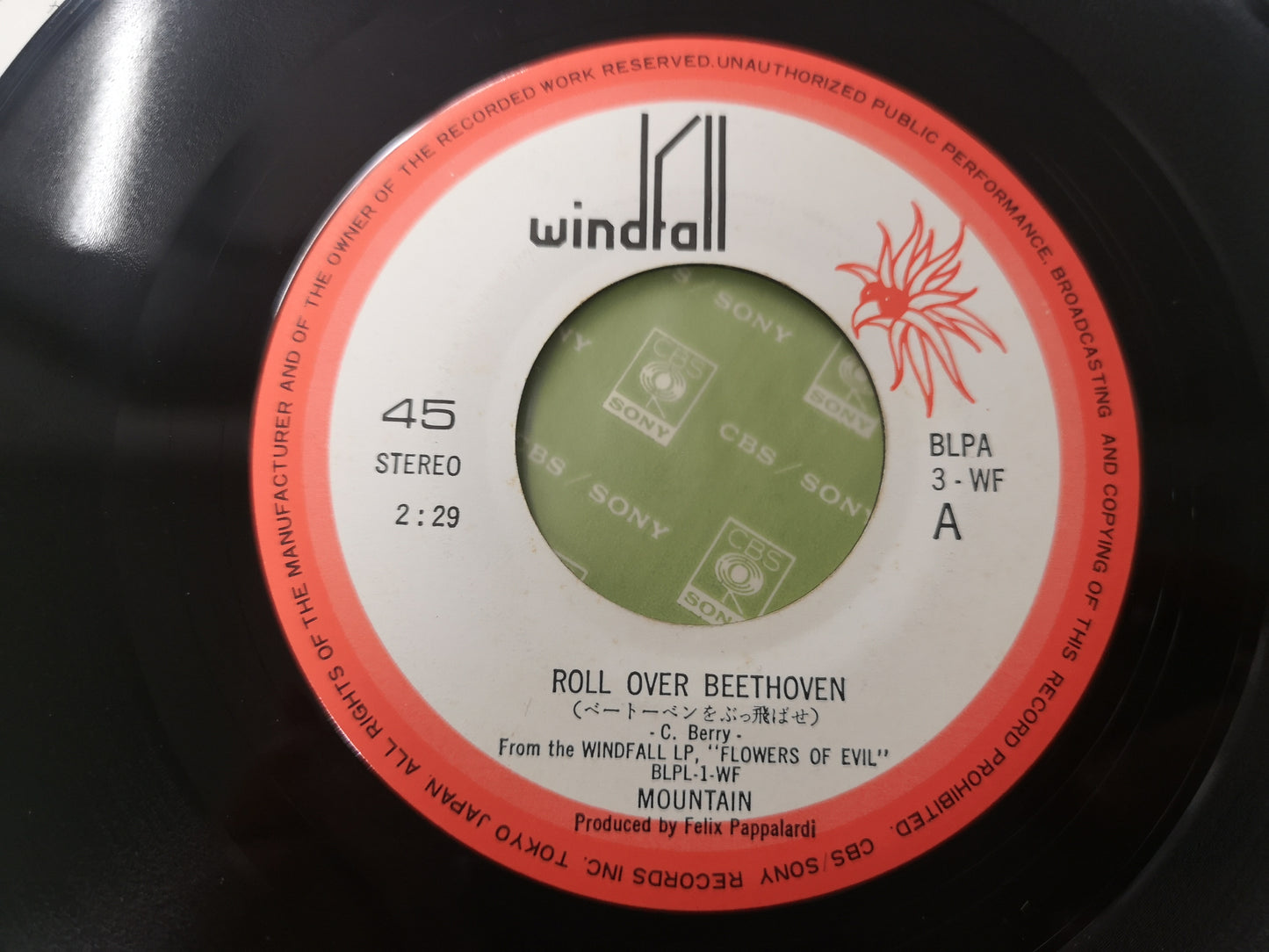 Mountain "Roll Over Beethoven" Orig Japan 1971 EX/EX (7" Single)