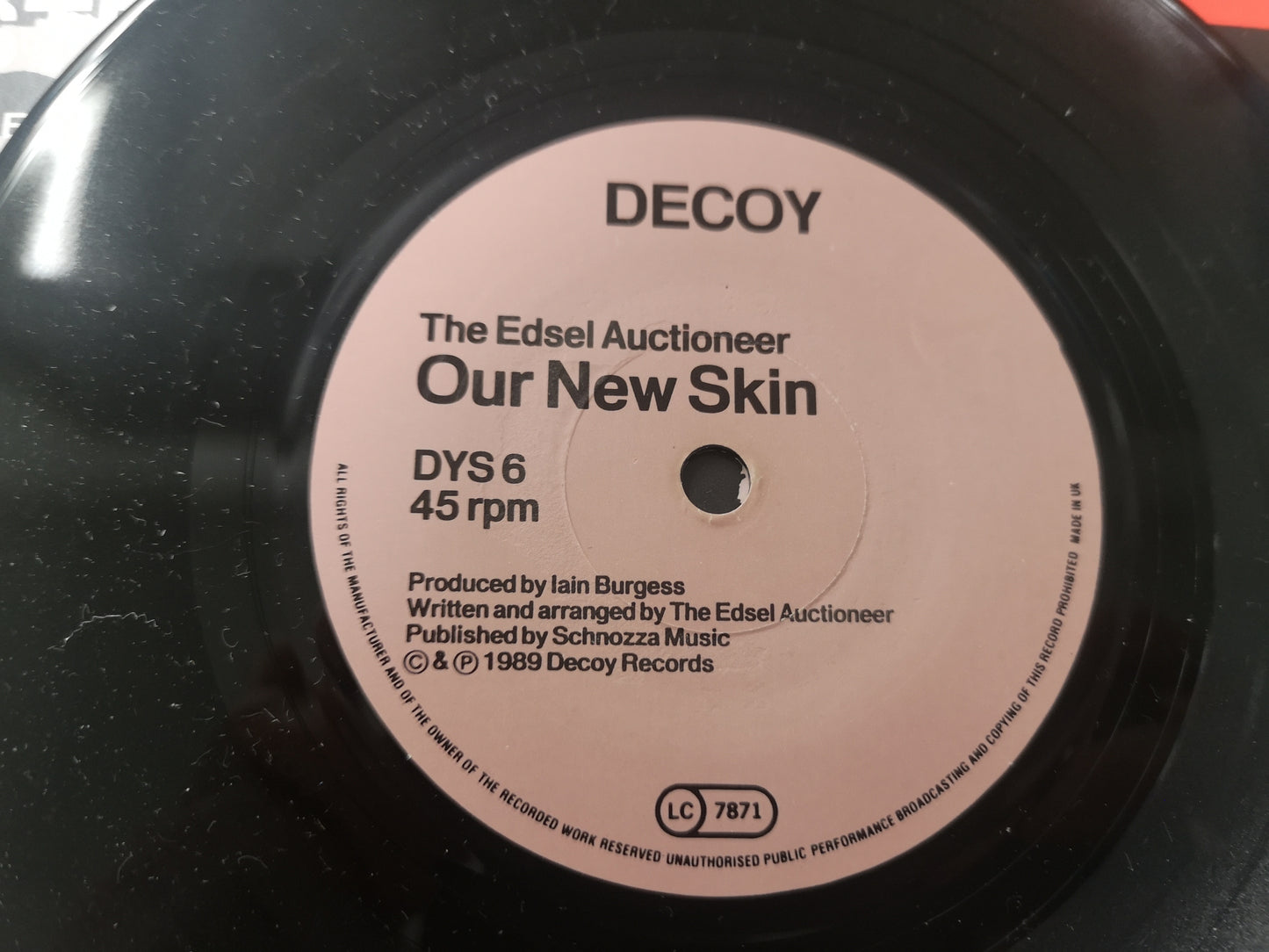 Edsel Auctioneer "Our New Skin" Orig UK 1989 EX/M- (7" Single)