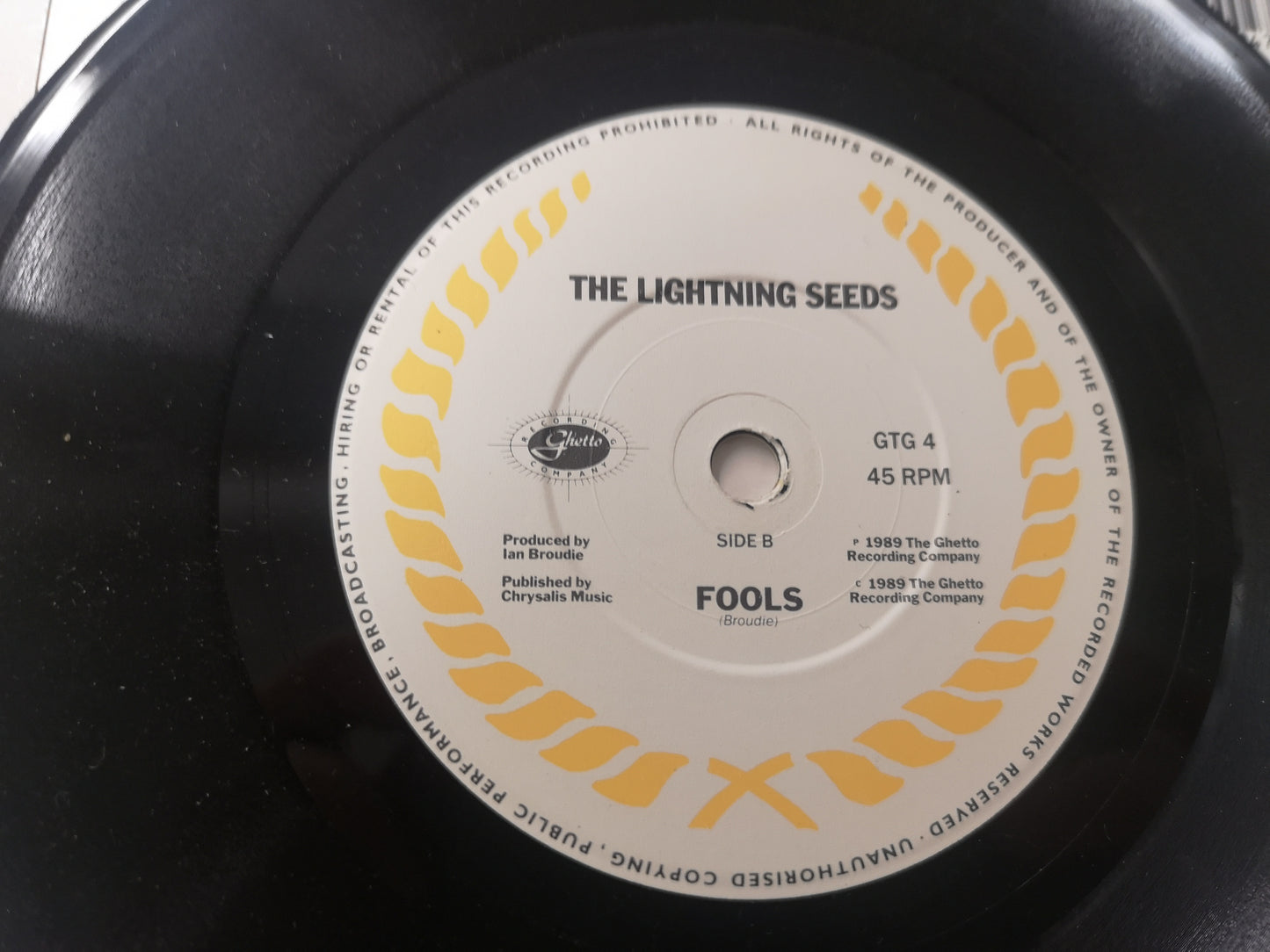 Lightning Seeds "Pure" Orig E.U. 1989 VG/EX (7" Single)