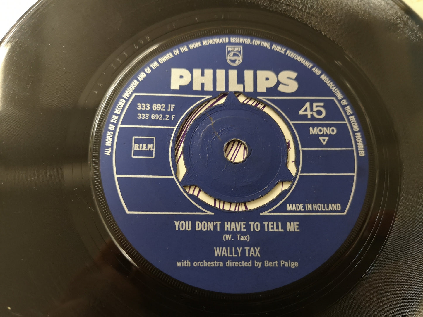 Wally Tax "I Sat and Thought" Orig Holland 1967 VG+/VG++ (7" Single)
