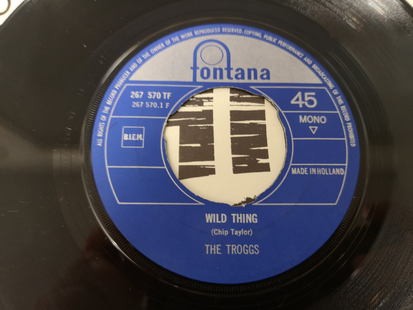 Troggs "Wild Thing" Orig Holland 1966 VG+/VG+ (7" Single)