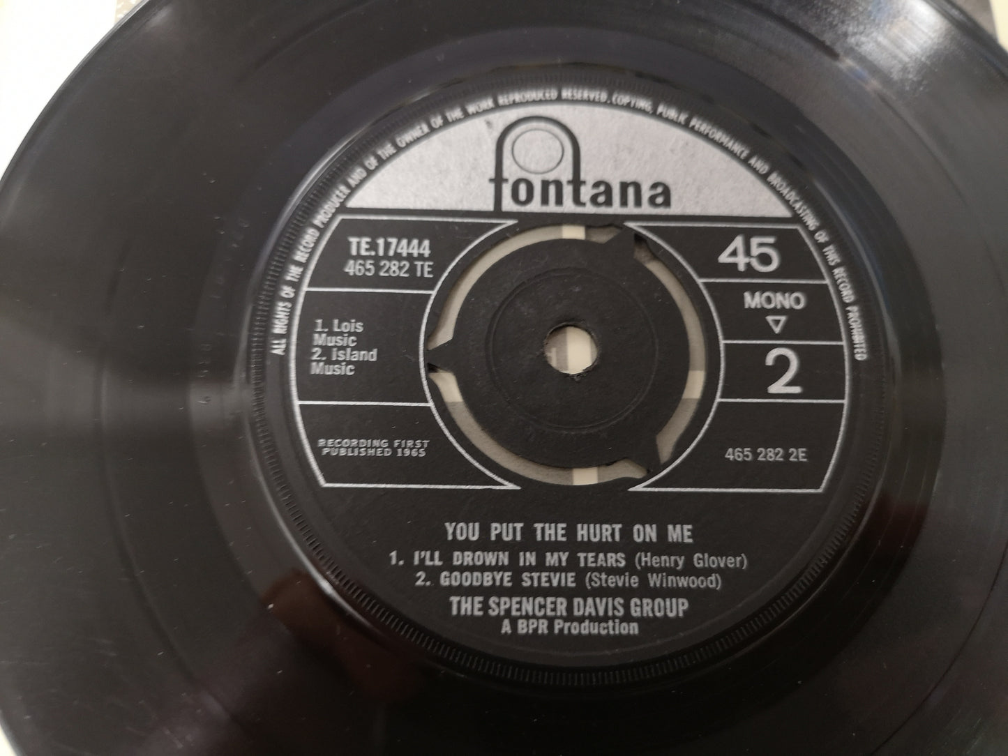 Spencer Davis Group "You Put the Hurt on Me" Orig UK 1965 M-/VG (7" EP)