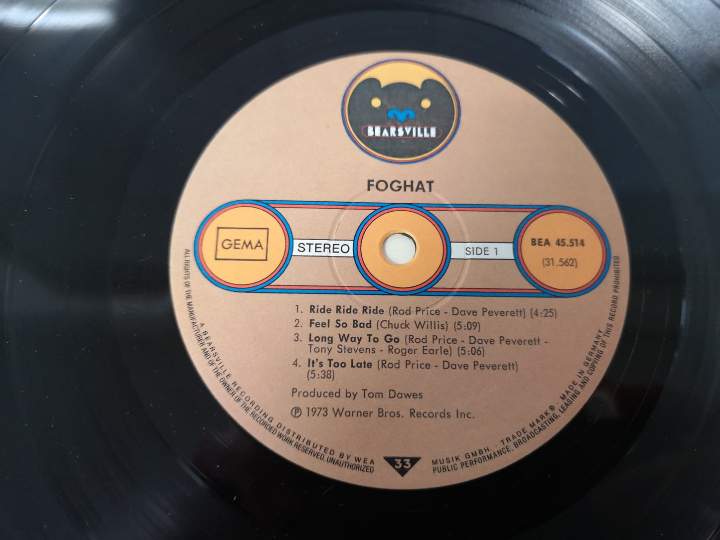 Foghat "S/T" Orig Germany 1973 EX/EX