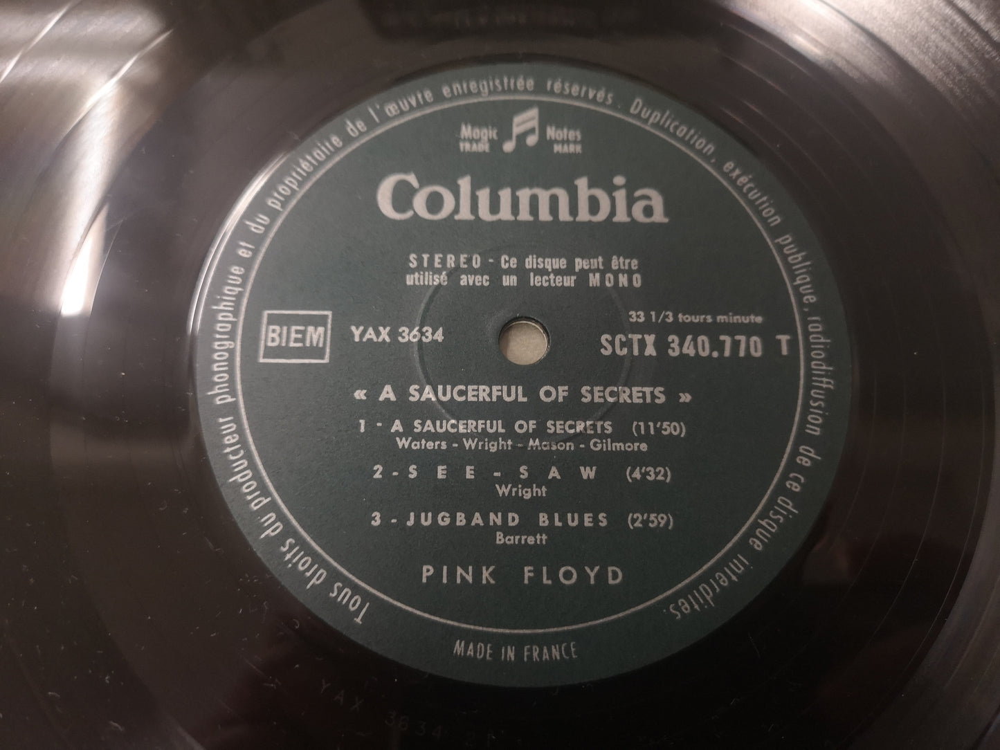 Pink Floyd "A Saucerful of Secrets" Orig France 1968 EX/M- (Green Label)