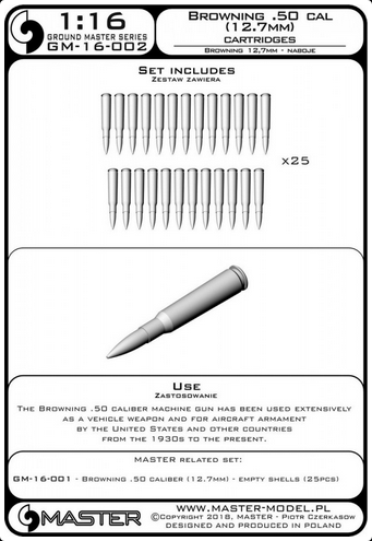 Browning .50 caliber (12.7mm) - cartridges (25pcs) - MASTER MODEL GM-16-002