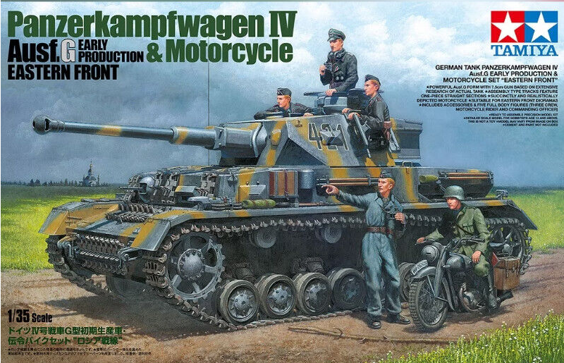 Panzerkampfwagen IV Ausf G. Early Production & Motorcycle Eastern Front - TAMIYA 1/35