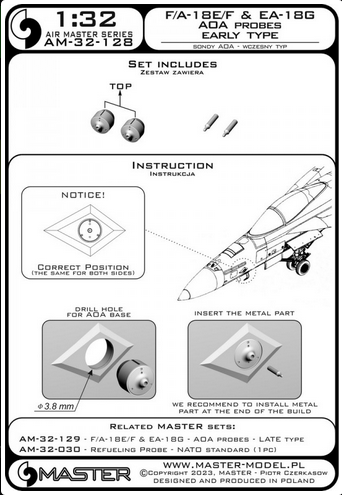 F/A-18E/F Super Hornet & EA-18G Growler - Angle Of Attack probes - early type - MASTER MODEL AM-32-128