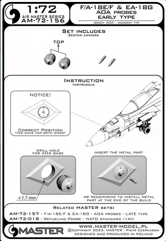 F/A-18E/F Super Hornet & EA-18G Growler - Angle Of Attack probe - early type - MASTER MODEL AM-72-156