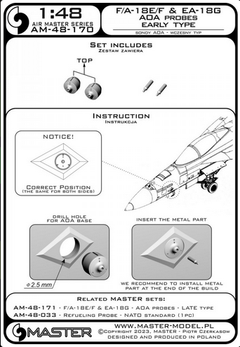 F/A-18E/F Super Hornet & EA-18G Growler - Angle Of Attack probe - early type - MASTER MODEL AM-48-170