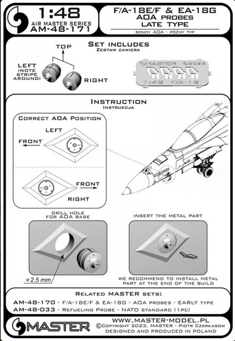 F/A-18E/F Super Hornet & EA-18G Growler - Angle Of Attack probe - late type - MASTER MODEL AM-48-171