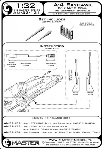 A-4 Skyhawk - Colt Mk12 20mm autocannon barrels - MASTER MODEL AM-32-131