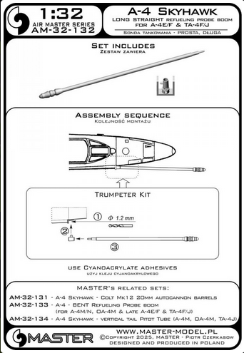 A-4 Skyhawk - LONG STRAIGHT refueling probe boom (used on A-4E/F & TA-4F/J) - MASTER MODEL AM-32-132