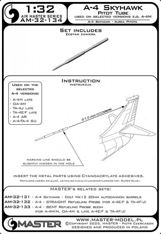 A-4 Skyhawk - vertical stabilizer Pitot Tube (used on A-4M, OA-4M, TA-4J) - MASTER MODEL AM-32-134