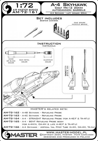 A-4 Skyhawk - Colt Mk12 20mm autocannon barrels - MASTER MODEL AM-72-161