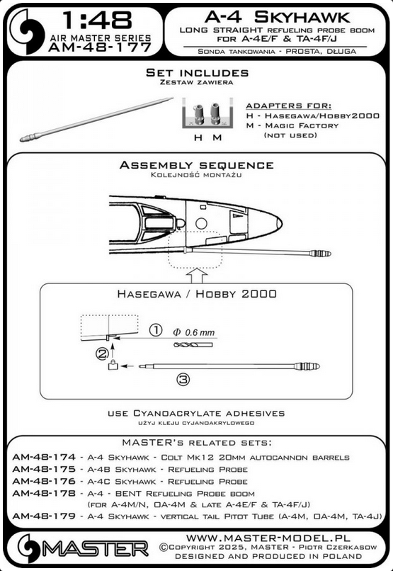 A-4 Skyhawk - LONG STRAIGHT refueling probe boom - MASTER MODEL AM-48-177
