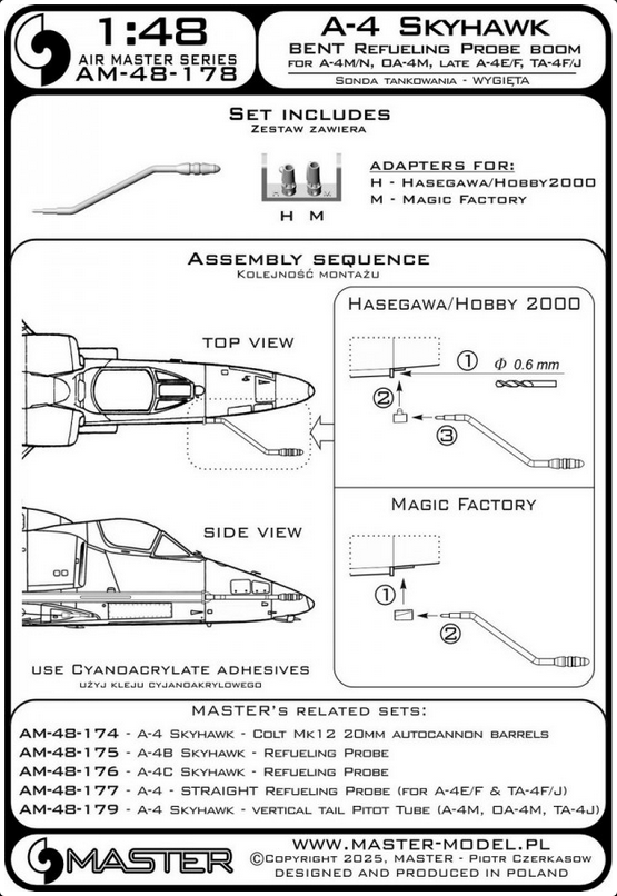 A-4 Skyhawk - BENT refueling probe boom - MASTER MODEL AM-48-178