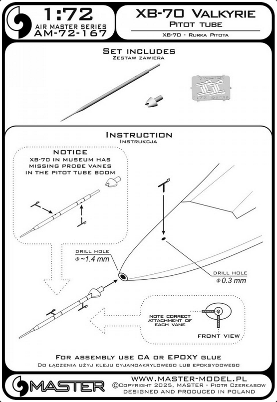 XB-70 Valkyrie - Pitot Tube - MASTER MODEL AM-72-167