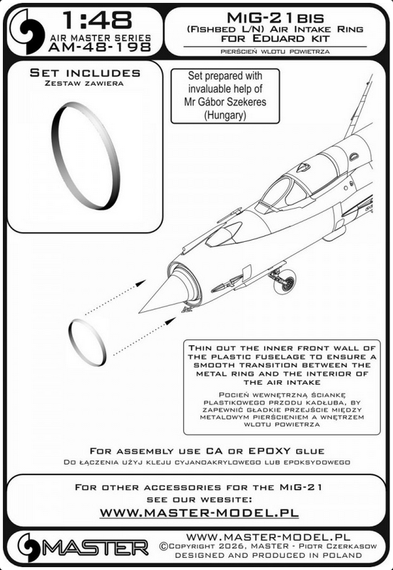 MiG-21bis (Fishbed L/N) - turned metal air intake ring (for Eduard) - MASTER MODEL AM-48-198