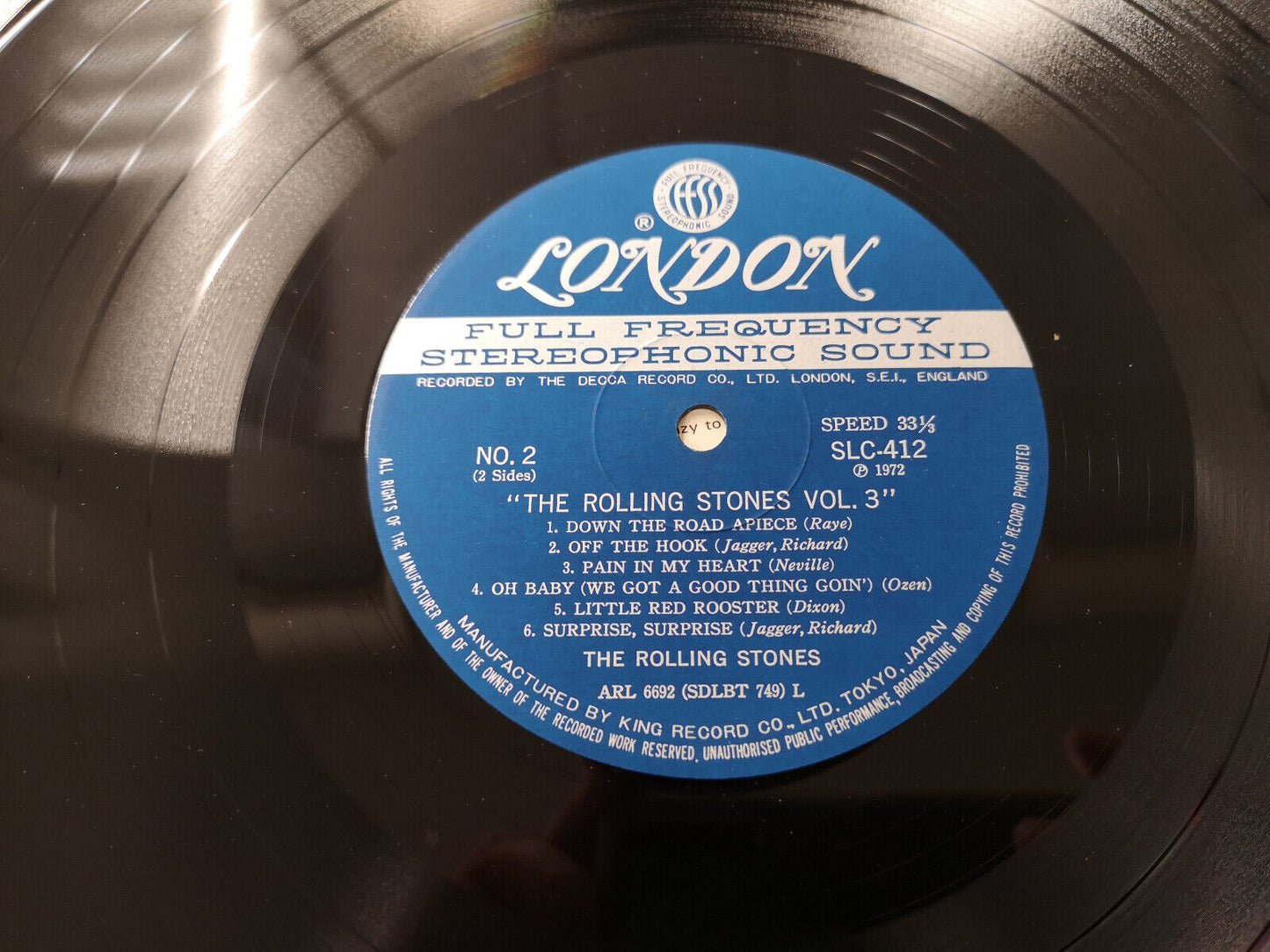 Rolling Stones "Vol.3" Re Japan 1972 VG++/EX w/ Lyrics Insert