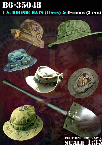 US Boonie Hats (10pcs) & E-tools (3pcs) - Bravo 6 1/35