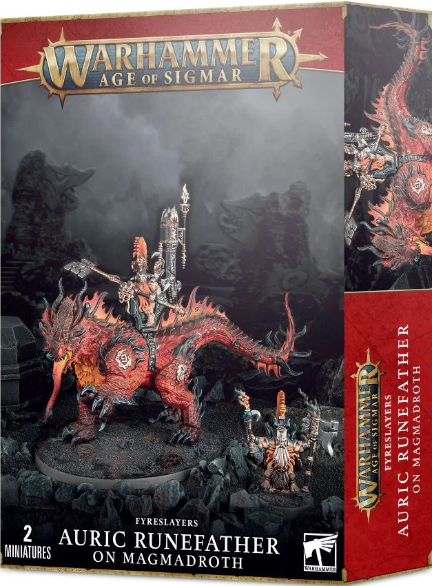 Auric Runefather On Magmadroth - Fyreslayers - Warhammer Age of Sigmar / Citadel