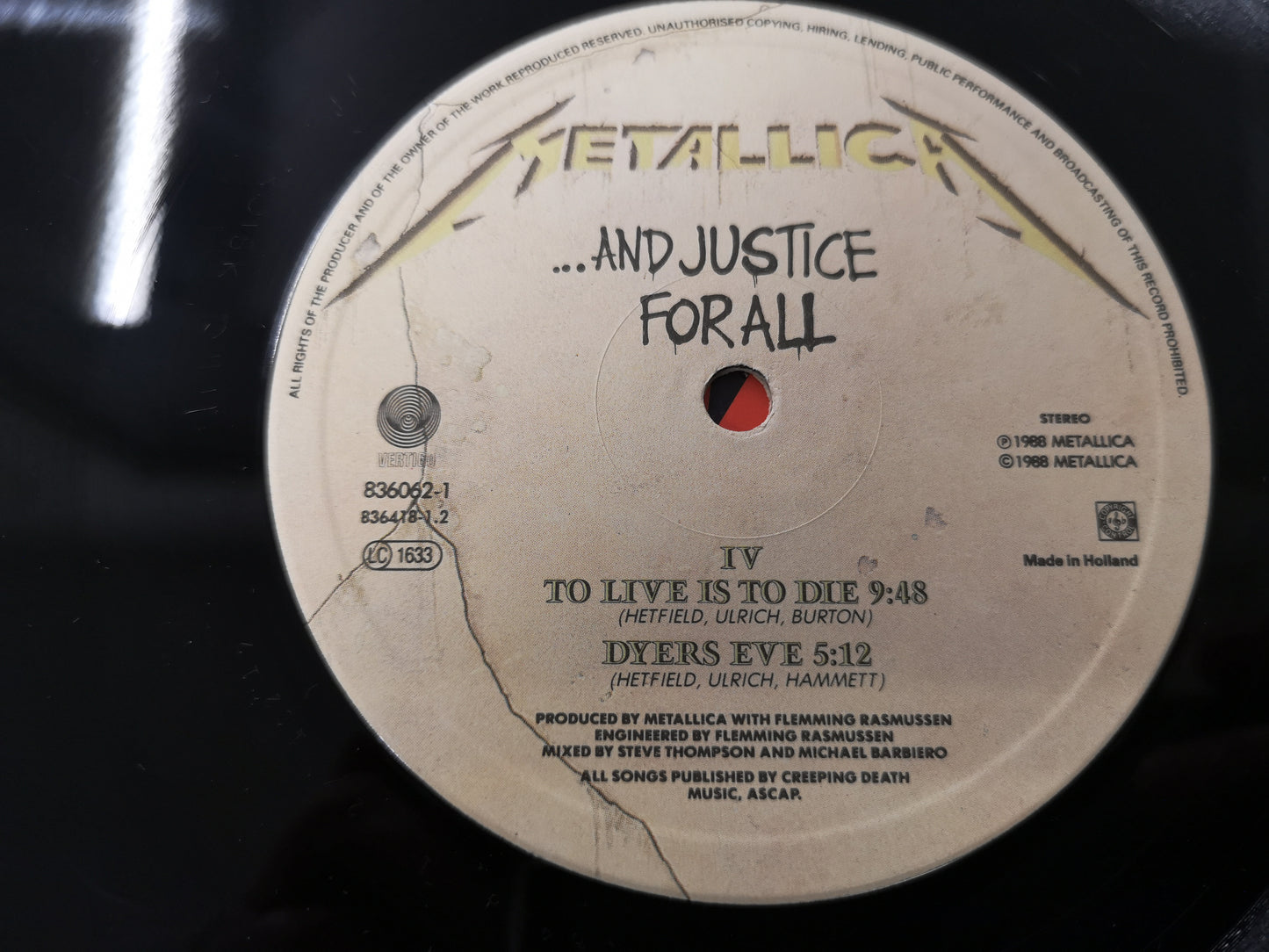Metallica "...And Justice for All" Orig Holl 1988 M-/EX