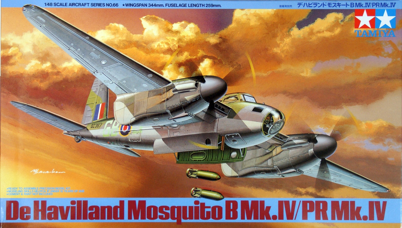 Tamiya Maquette Mosquito B MK IV – Échelle 1/48, Avion Bimoteur De La WWII, Détails Cockpit Et 2 Figurines, 3 Options Marquages