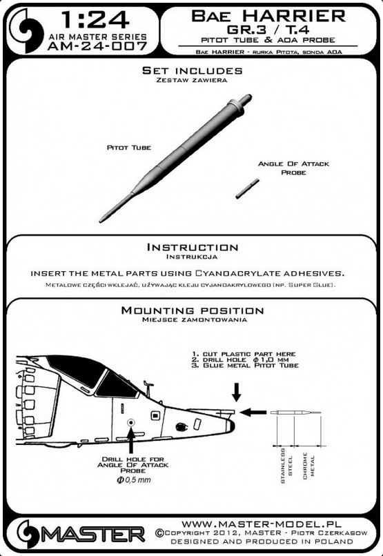 Harrier GR.3 / T.4 - Pitot Tube & Angle of Attack Probe - MASTER MODEL 24-007