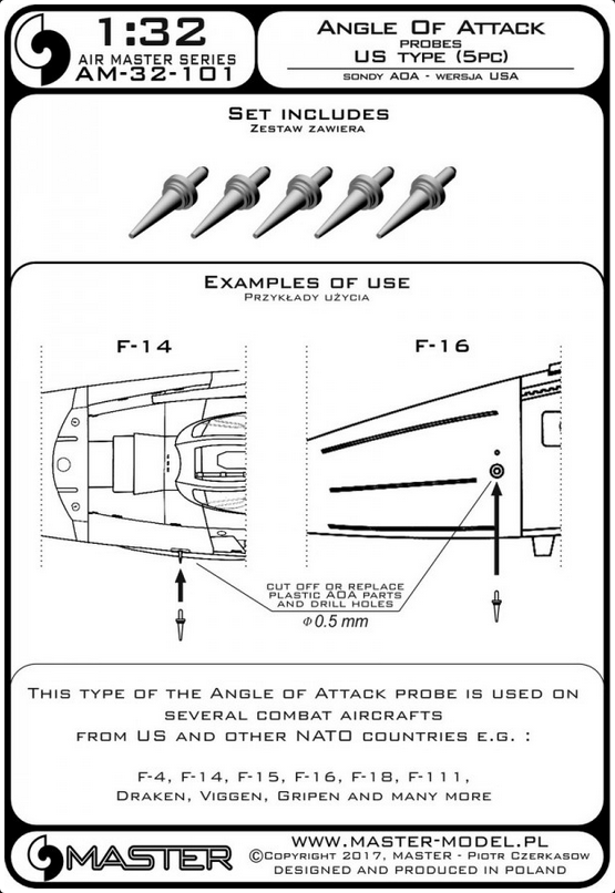 Angle Of Attack probes - US type (5pcs) - MASTER MODEL 32-101