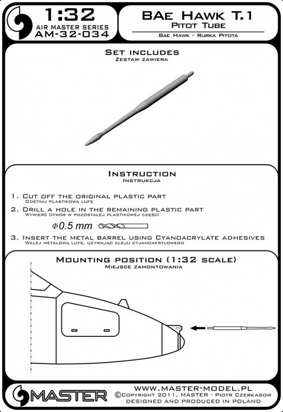 BAe Hawk T.1 Pitot Tube - MASTER MODEL 32-034
