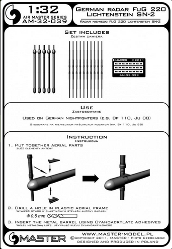 German Radar FuG 220 Lichtenstein SN-2 (Used On Nightfighters BF110,Ju-88) - MASTER MODEL 32-039