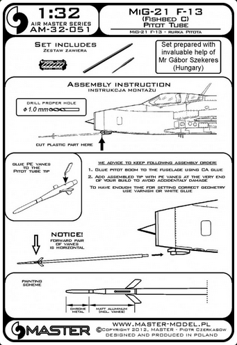 Mig-21 F-13 (Fishbed C) Pitot Tube - MASTER MODEL 32-051